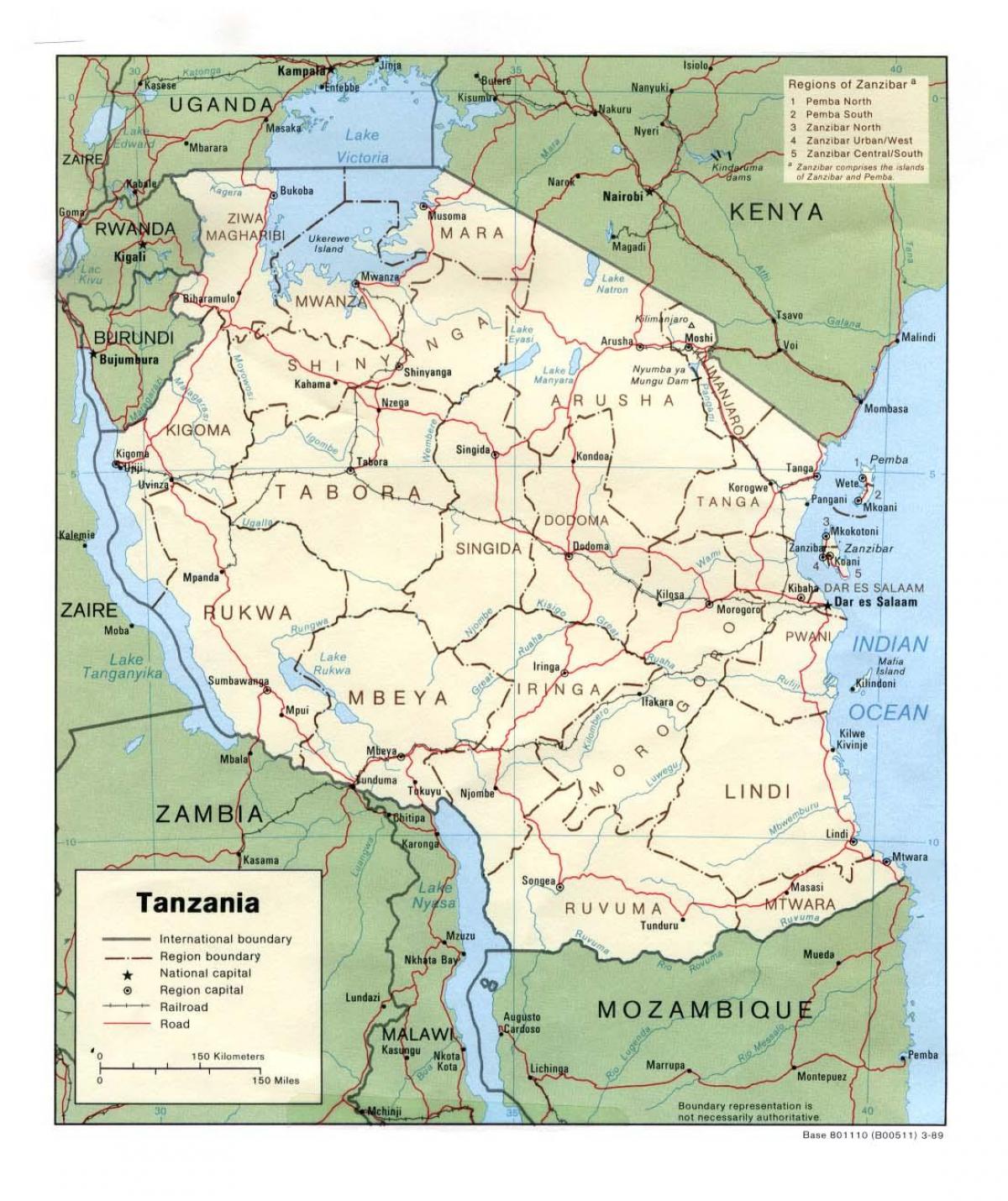 Kort over historiske steder i tanzania