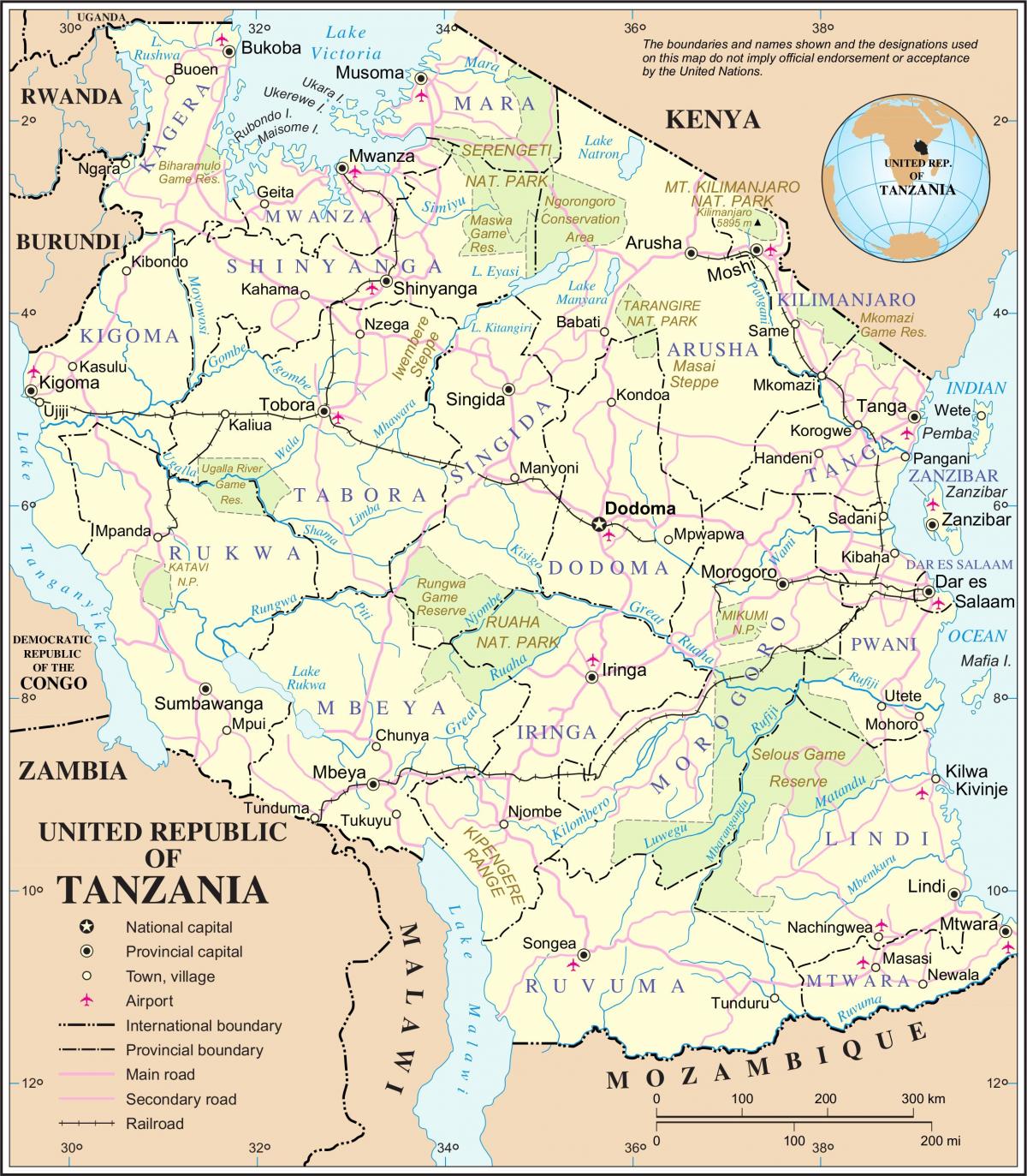 Kort over tanzania-floden