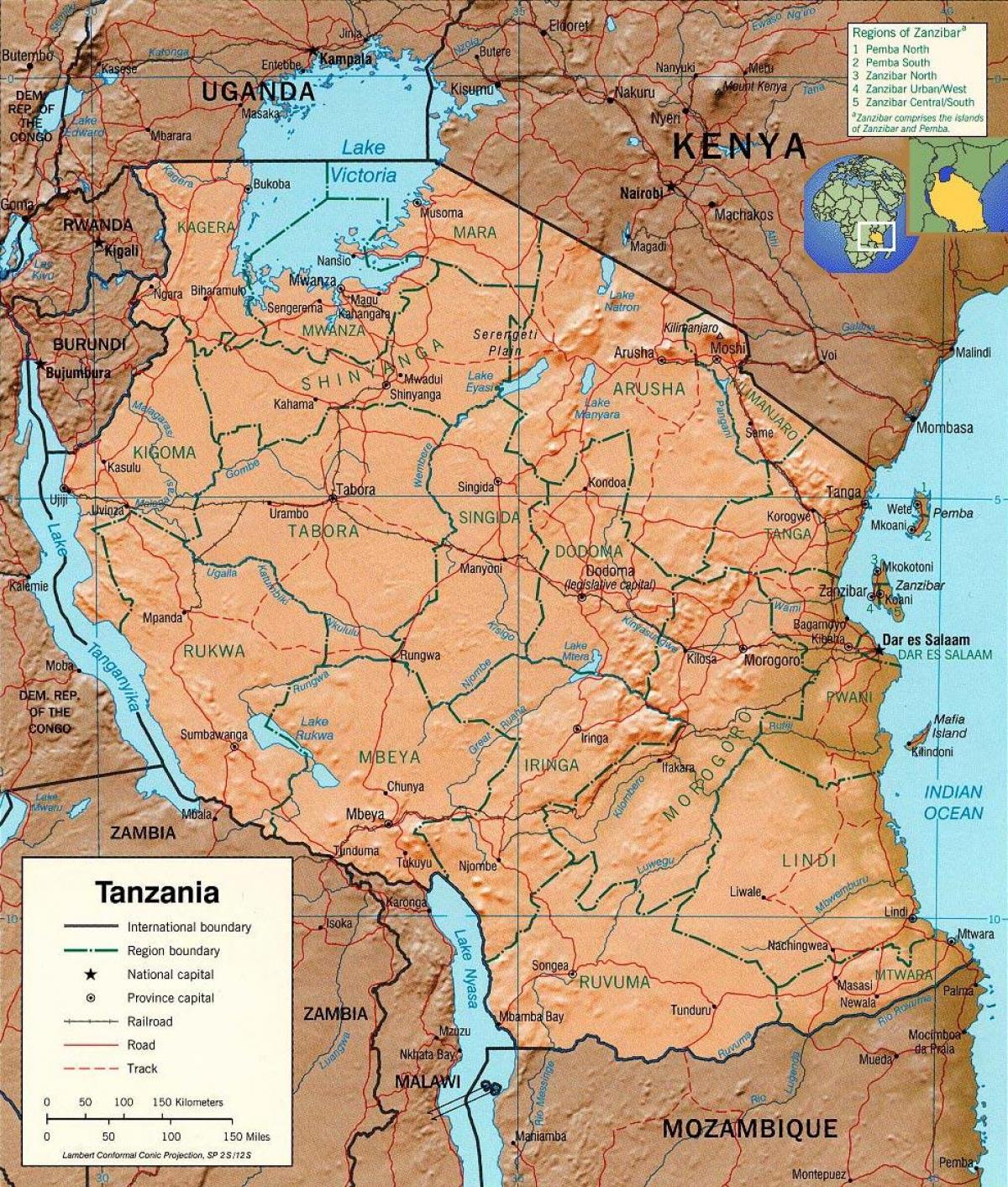 tanzania geografiske kort