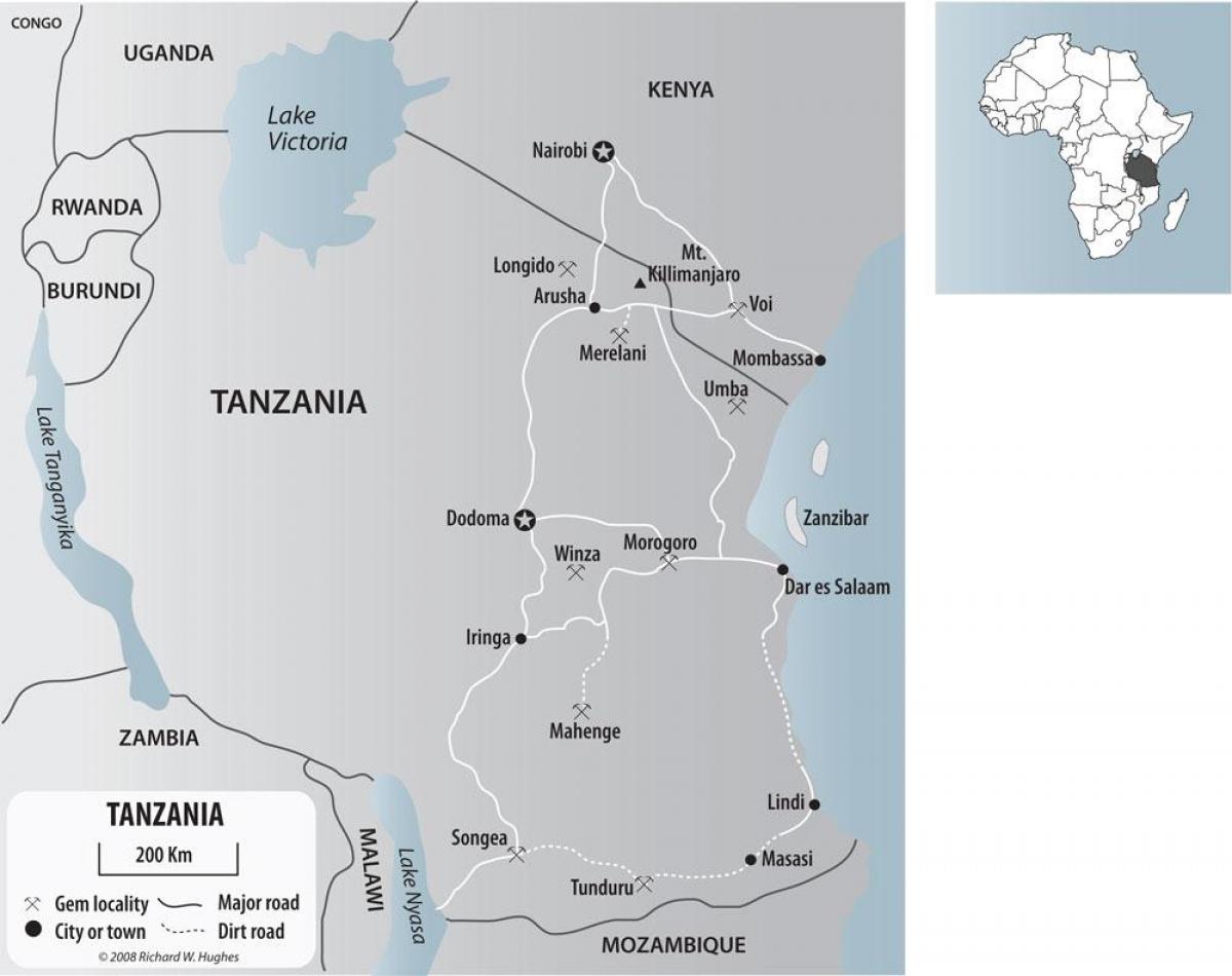 Kort over tanzania gold miner