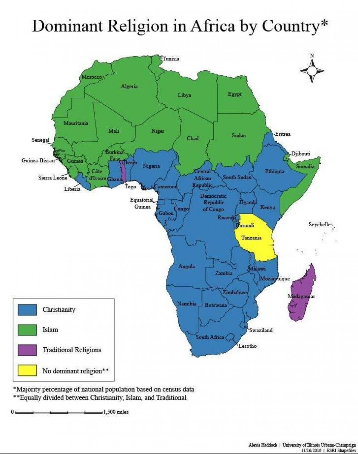 Kort over tanzania religion