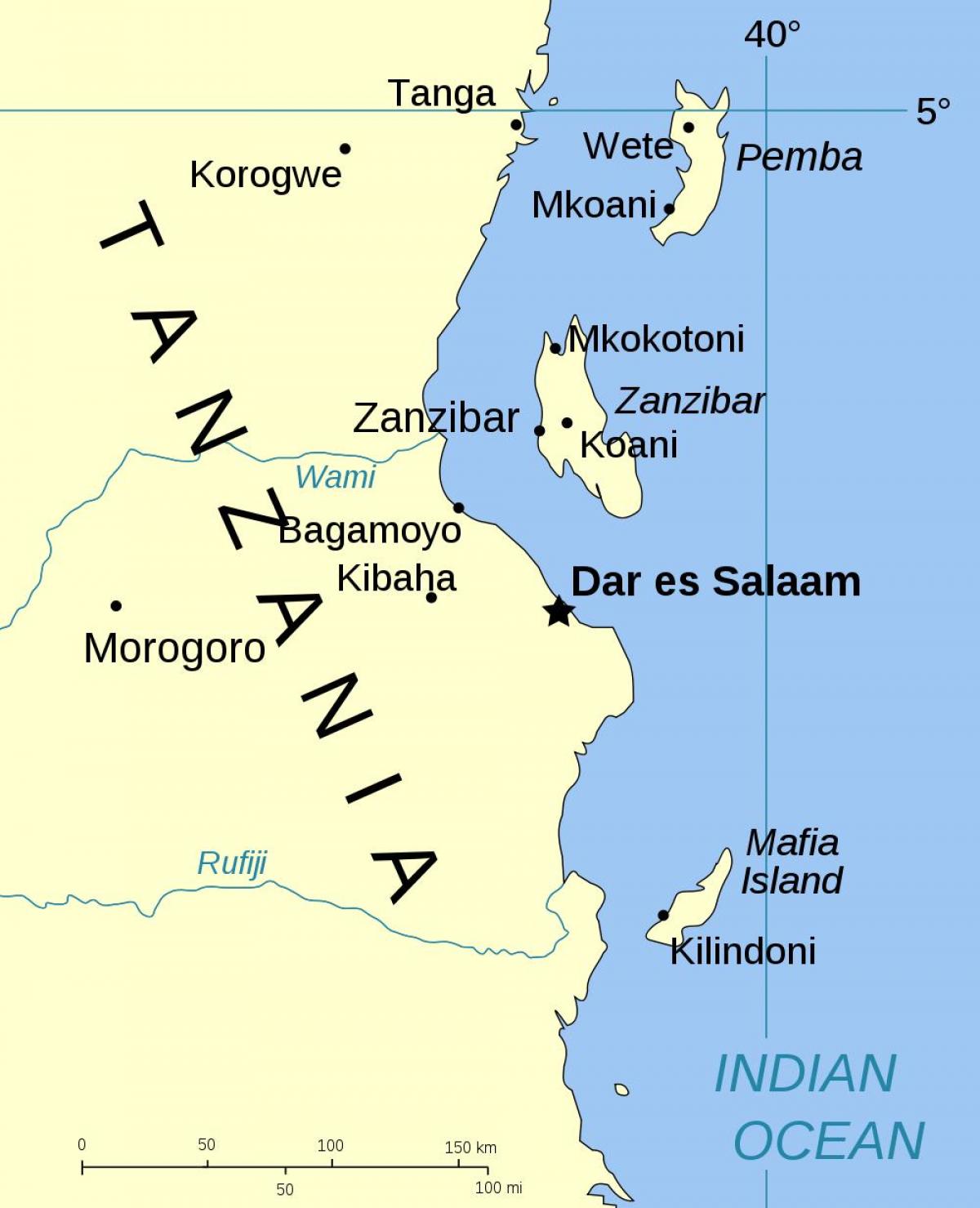 tanzania øer kort