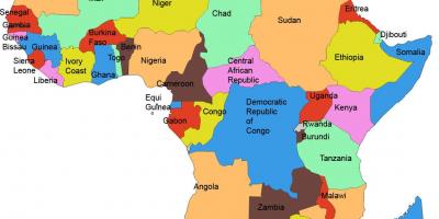 Kort over afrika, der viser, tanzania