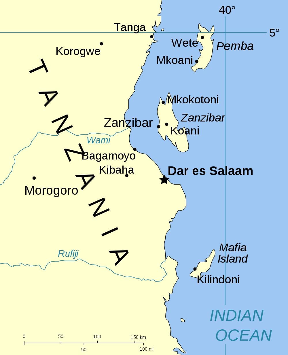 tanzania øer kort