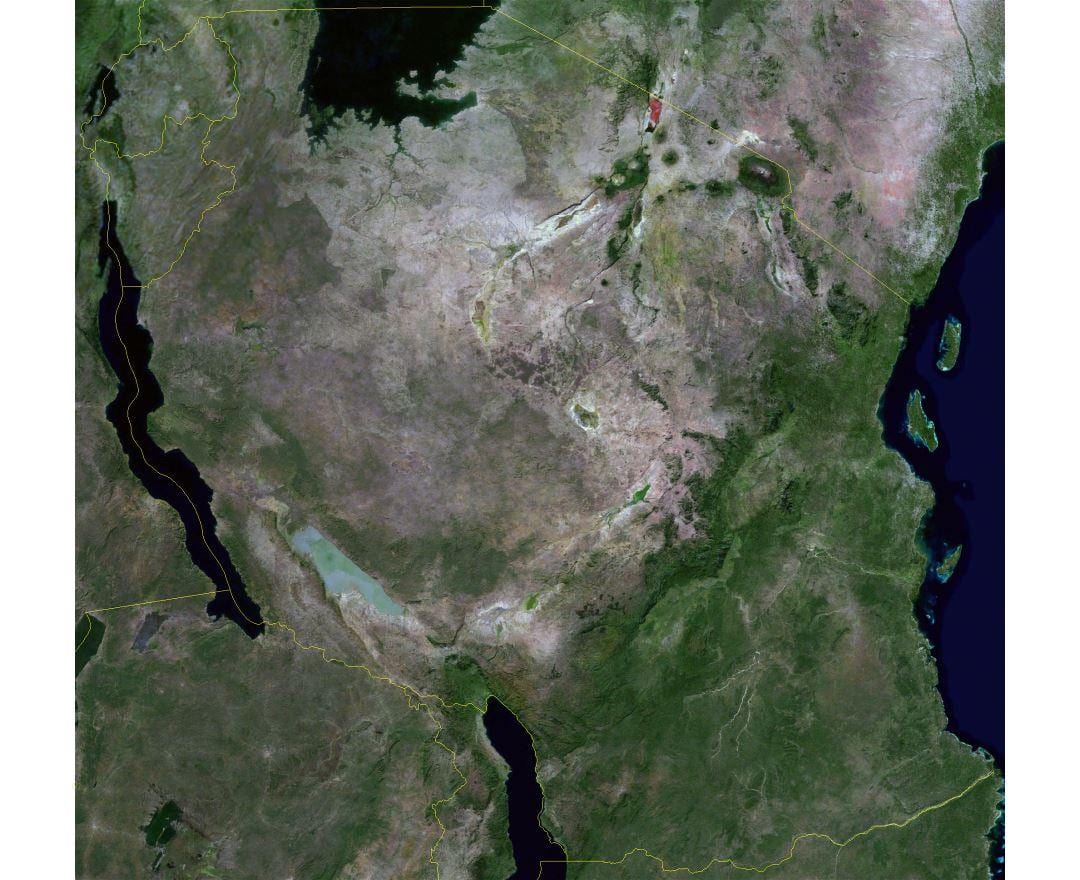Kort over satellit-tanzania