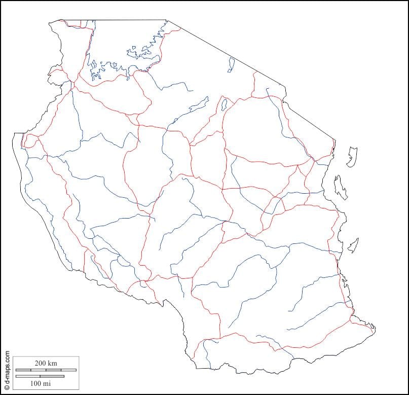 blank kort over tanzania