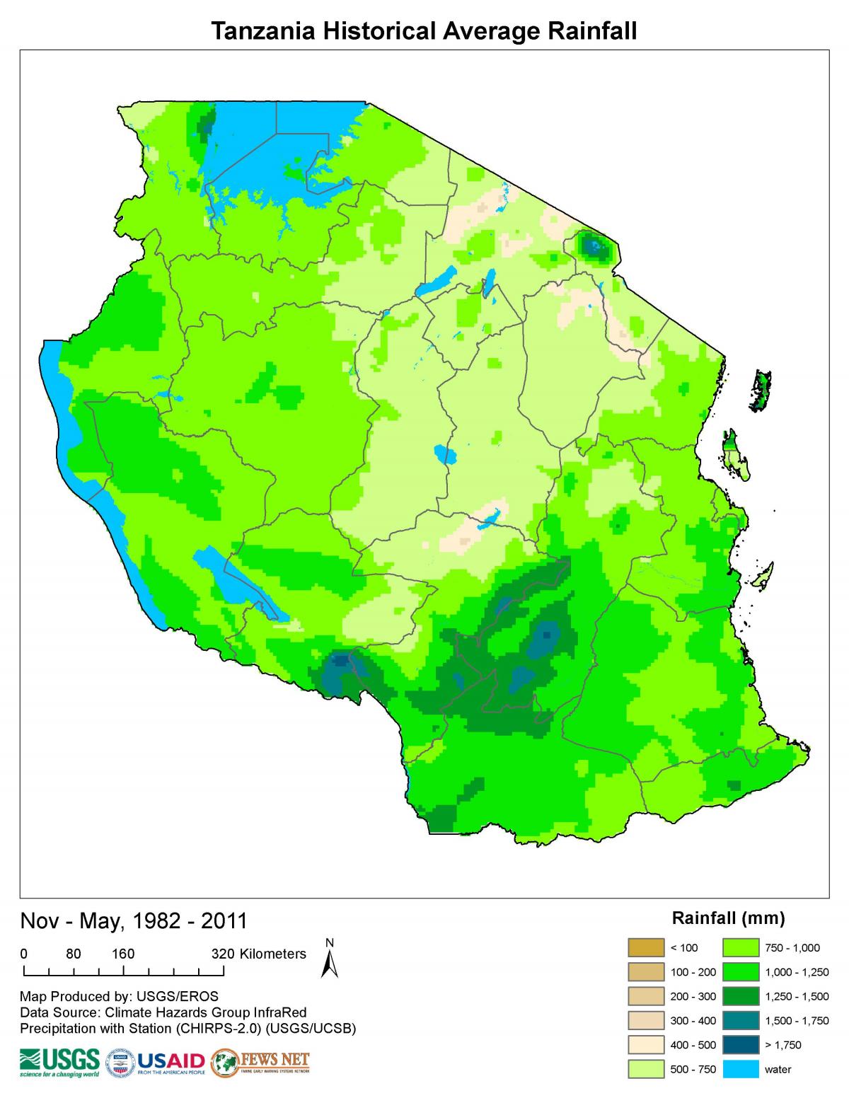 Kort over tanzania klima
