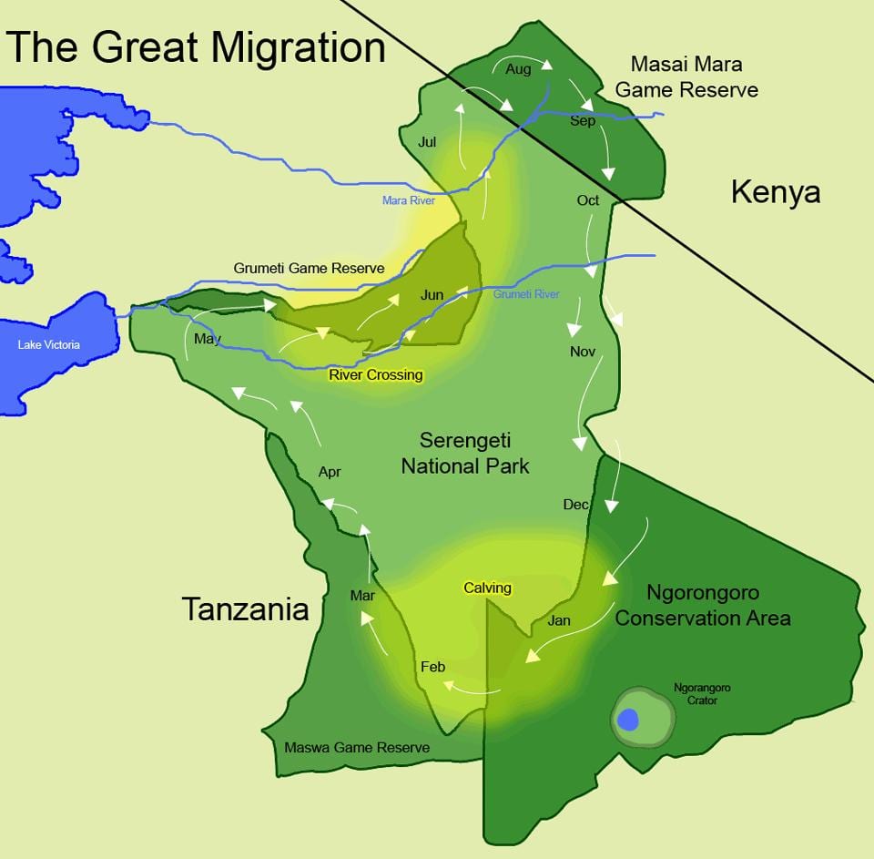 Kort over tanzania migration 
