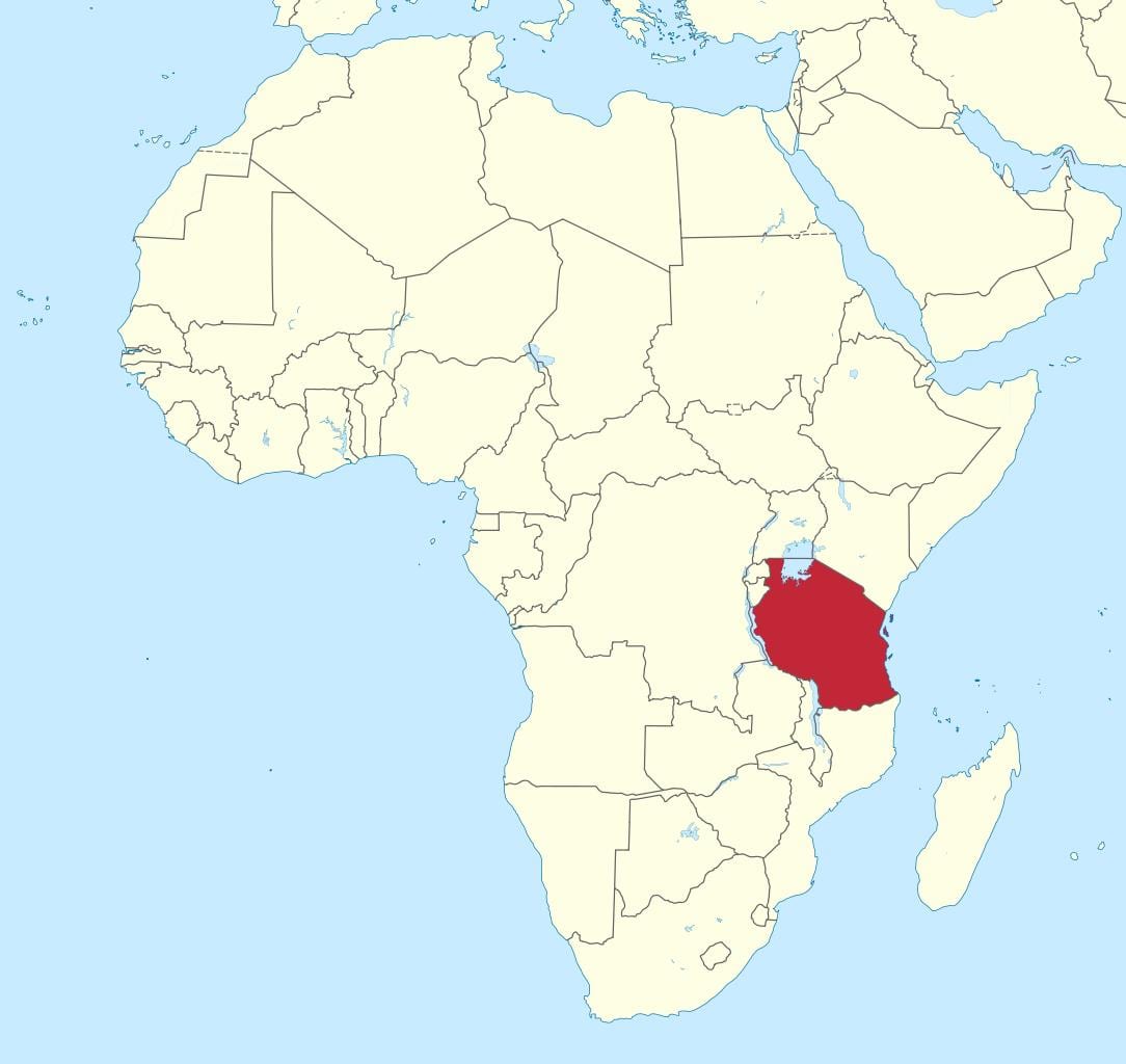 tanzania på et kort over afrika