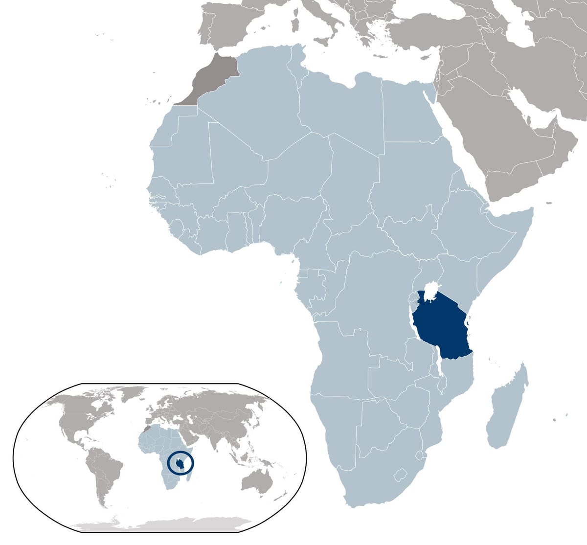 tanzania placering på kort