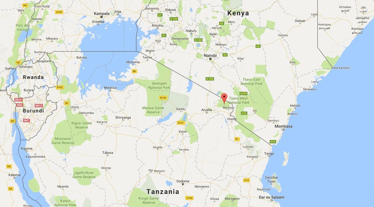 tanzania placering på verdenskortet