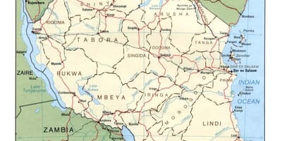 Kort over historiske steder i tanzania