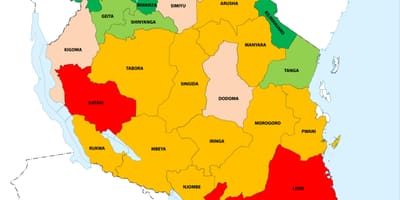 Tanzania befolkningstæthed kort