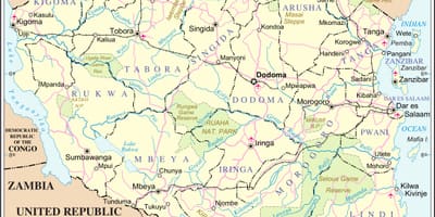 Kort over tanzania-floden