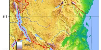 Tanzania topografisk kort