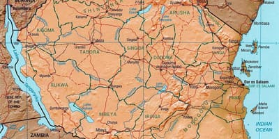 Tanzania geografiske kort