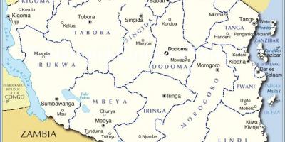 Kort over tanzania med distrikt