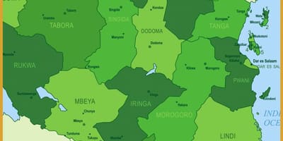 Kort over tanzania vegetation
